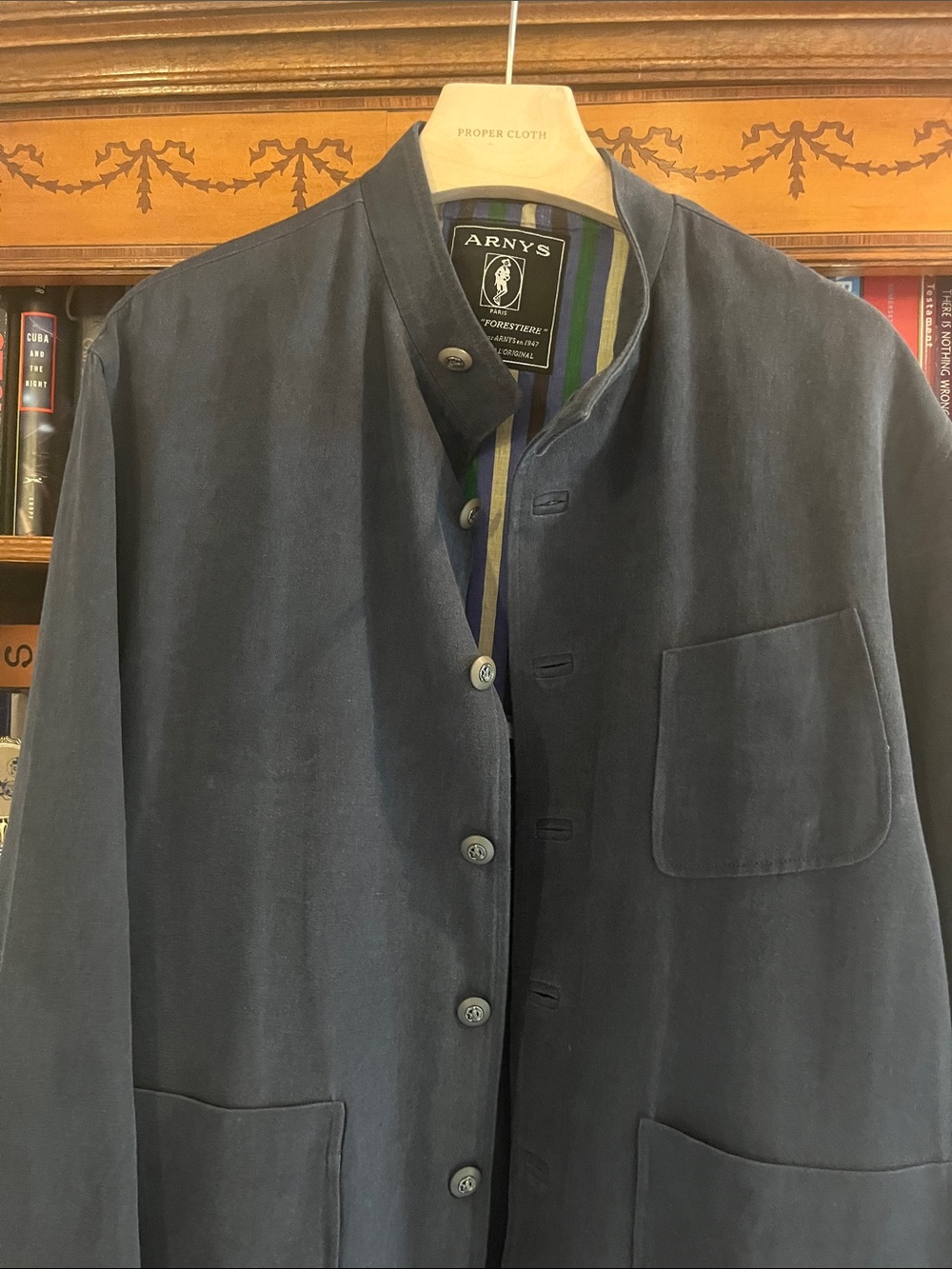 ARNYS Paris Men's Dark Navy Stand-Collar Shirt Jacket